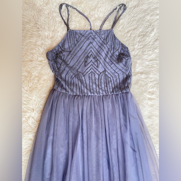 ASOS Lavender/Periwinkle Beaded Prom Style Drees - Picture 3 of 16